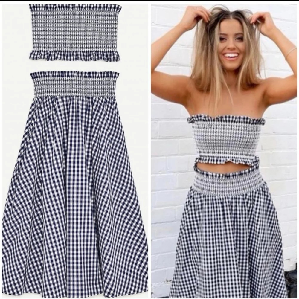 Zara Blue and White A-Line Midi Skirt Set - Picture 6 of 8